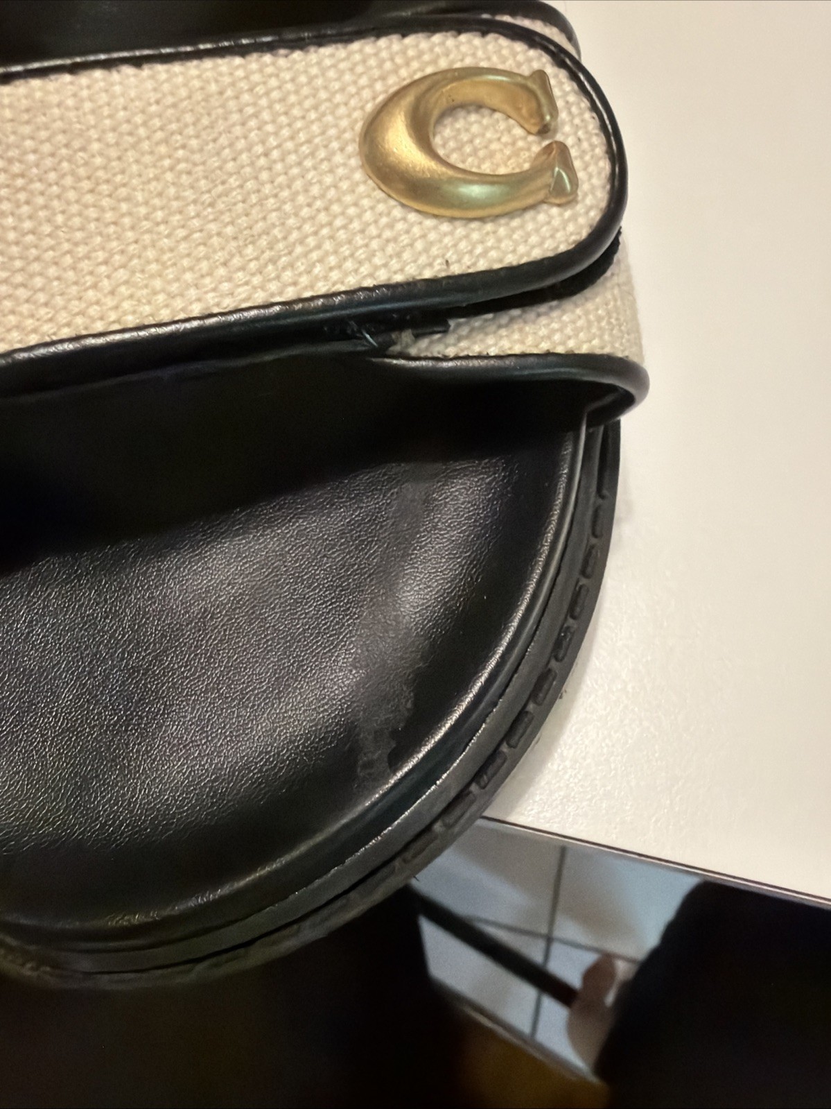 Coach Brynn Sandal Chalk/black Size 8.5 CEF36 *see Callout