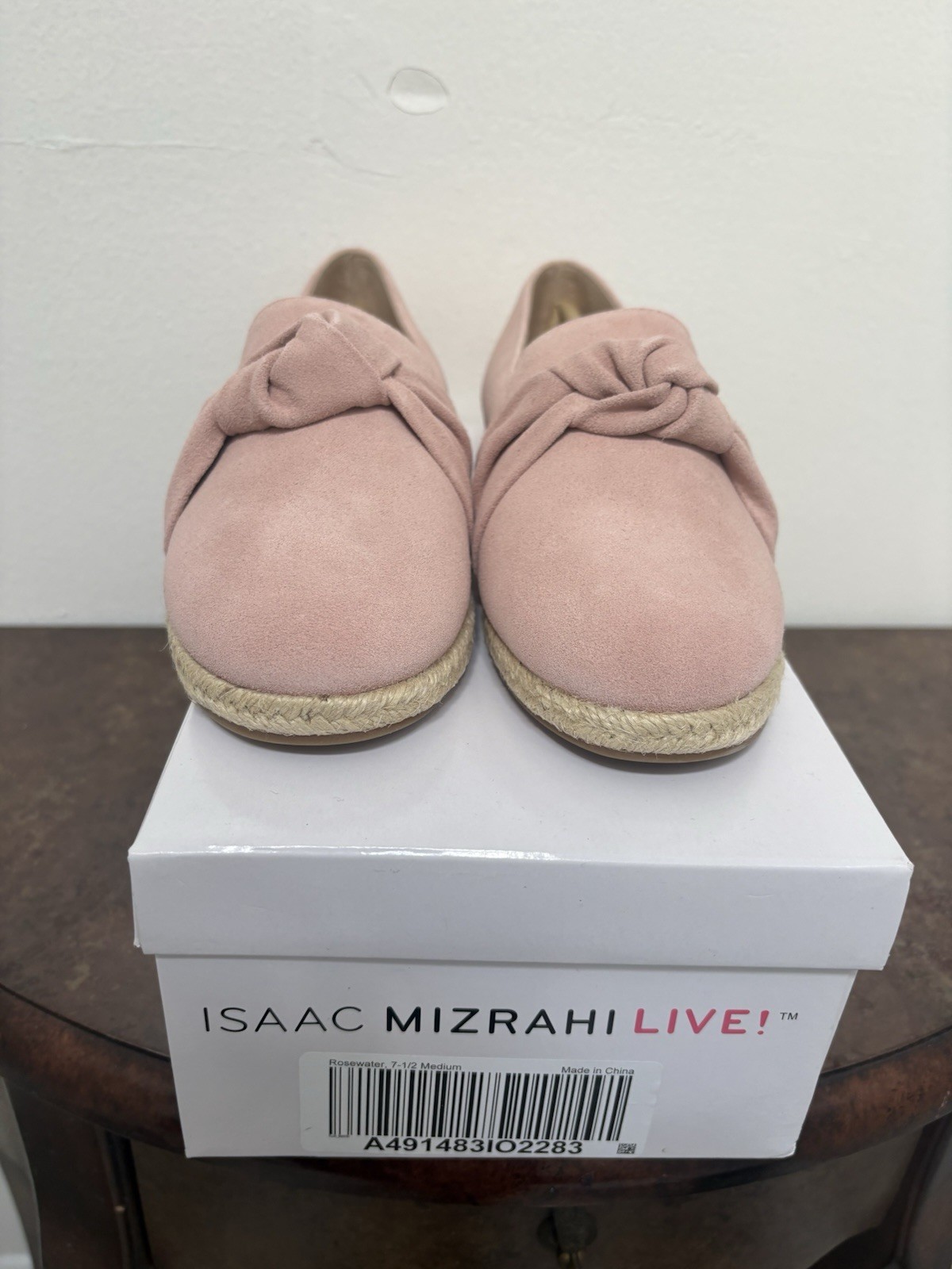 NIB Isaac Mizrahi Women’s Pink Knotted Slip On Espadrille Flat Shoes- Size 7.5