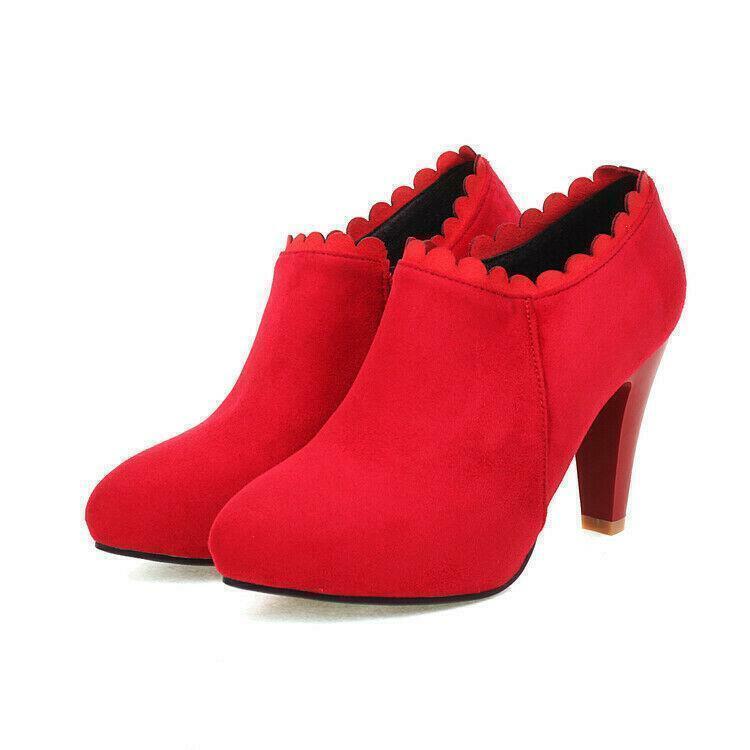Womens Faux Suede High Heels Pumps Zip Casual Party Ladies Shoes Spring Autumn