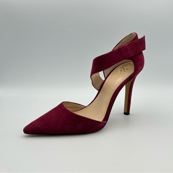 Vincent Camuto VC-Charlotte Women’s Size 9 US Red Suede Ankle-Strap Heels Shoes