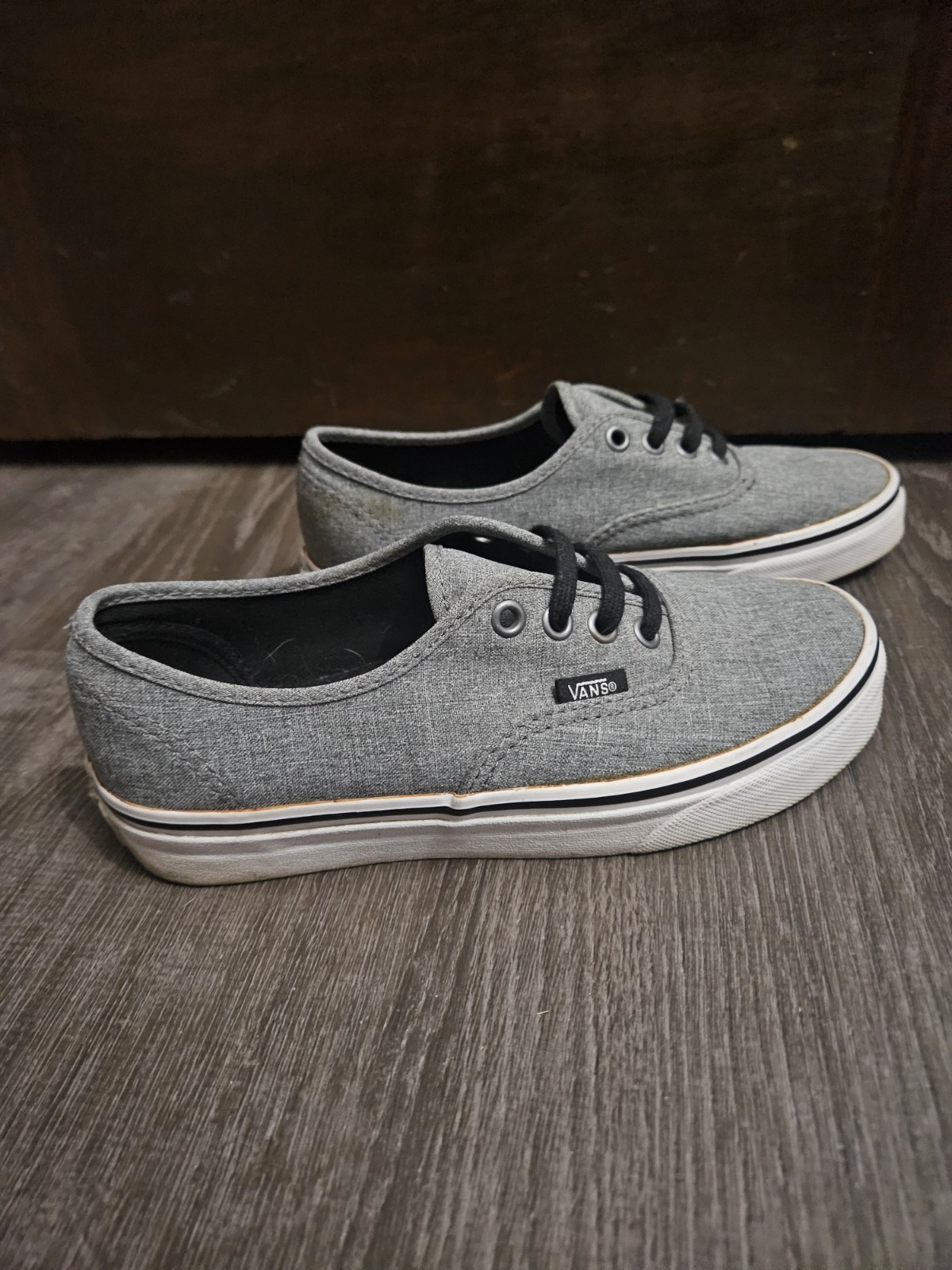 Vans Authentic Lo Pro Gray Chambray Shoes Womens 6 Mens 4.5 TB4R Low Top Sneaker
