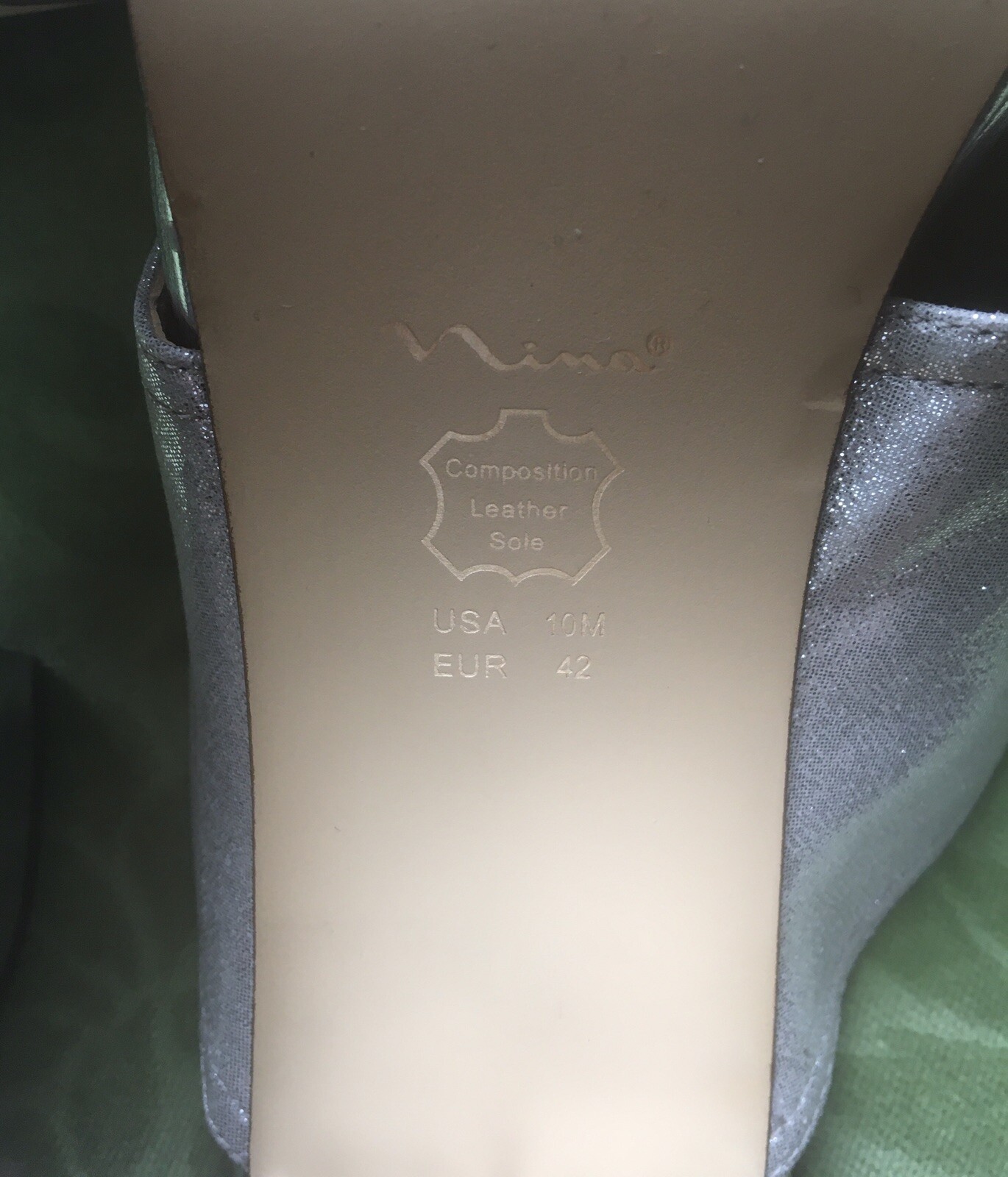 NINA Adoncia High 4″ Block Heel Silver Metallic Mule X Strap Sandal 🌟 10 🌟 NIB