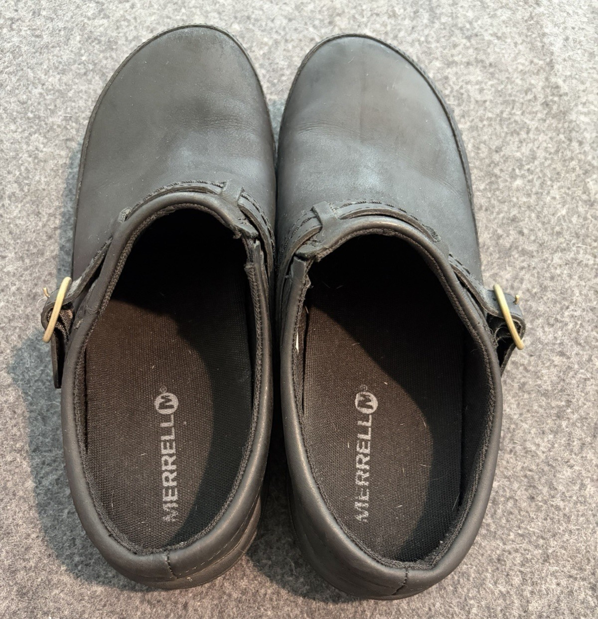 Merrell Encore Kassie Buckle Leather Mule Clog Women’s Size 7.5 Black