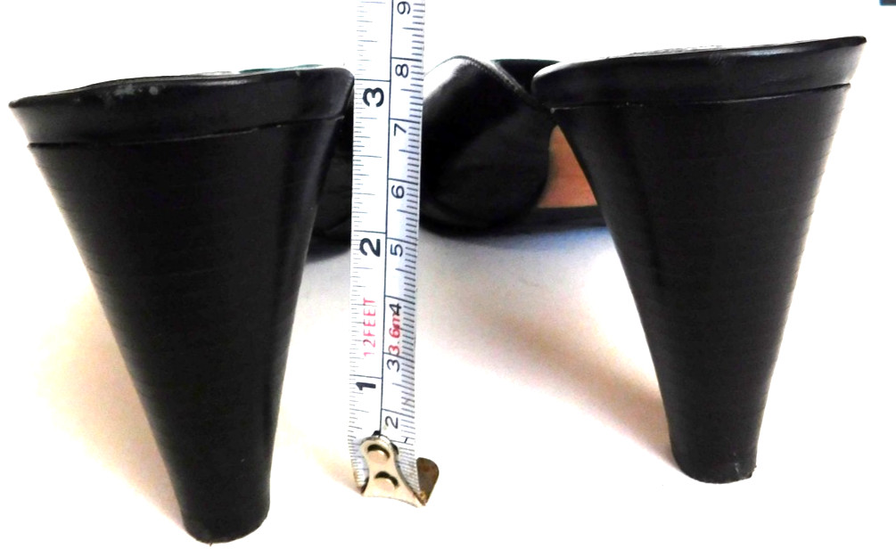 Brighton Size 8.5 Black Fanny Leather Mules Slip Ons Woven Heart Cut-Outs Shoes