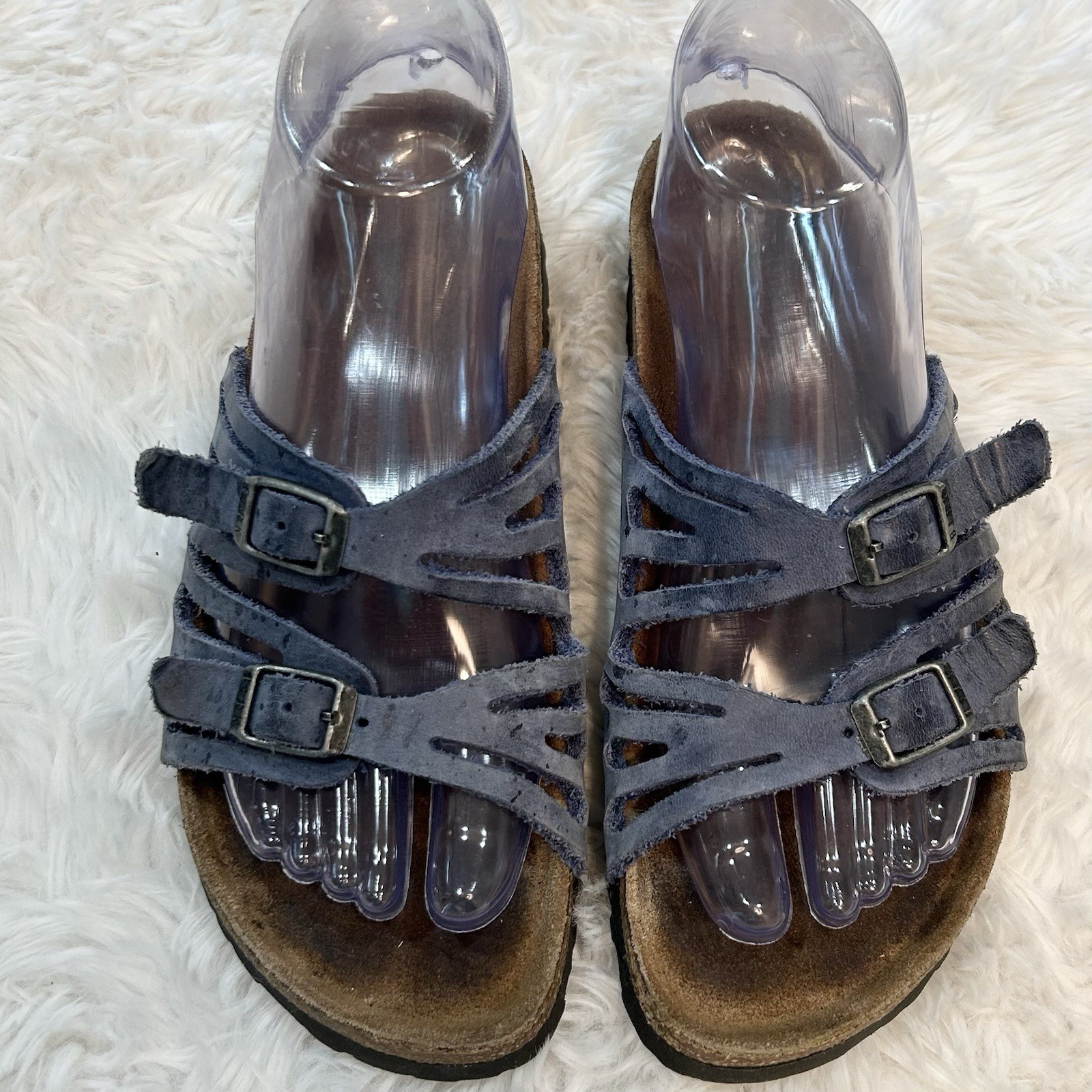 Birkenstock Granada 37 Sandals Two Strap Slides Women’s Size 6-6.5 Narrow Blue