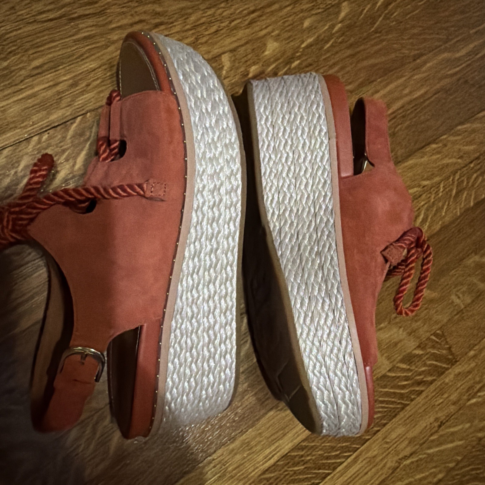 Fitflop Women Felicity Lace Up Suede Back Strap Platform Sandal Burnt Orange 8M