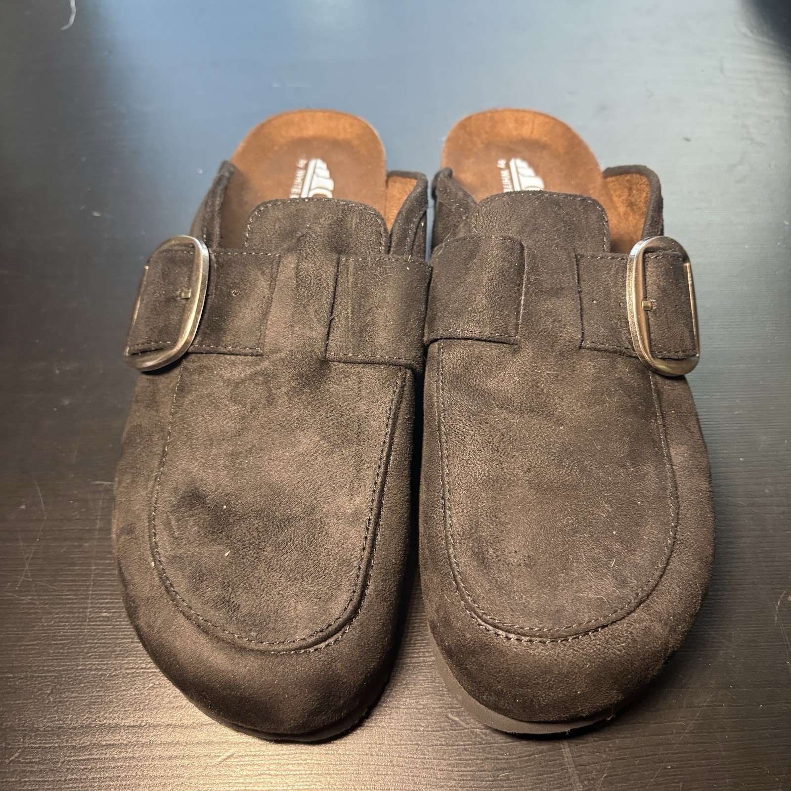 Cliffs by White Mountain Shoes Womens Size 8.5 Black Suede Buckle Clog Mule