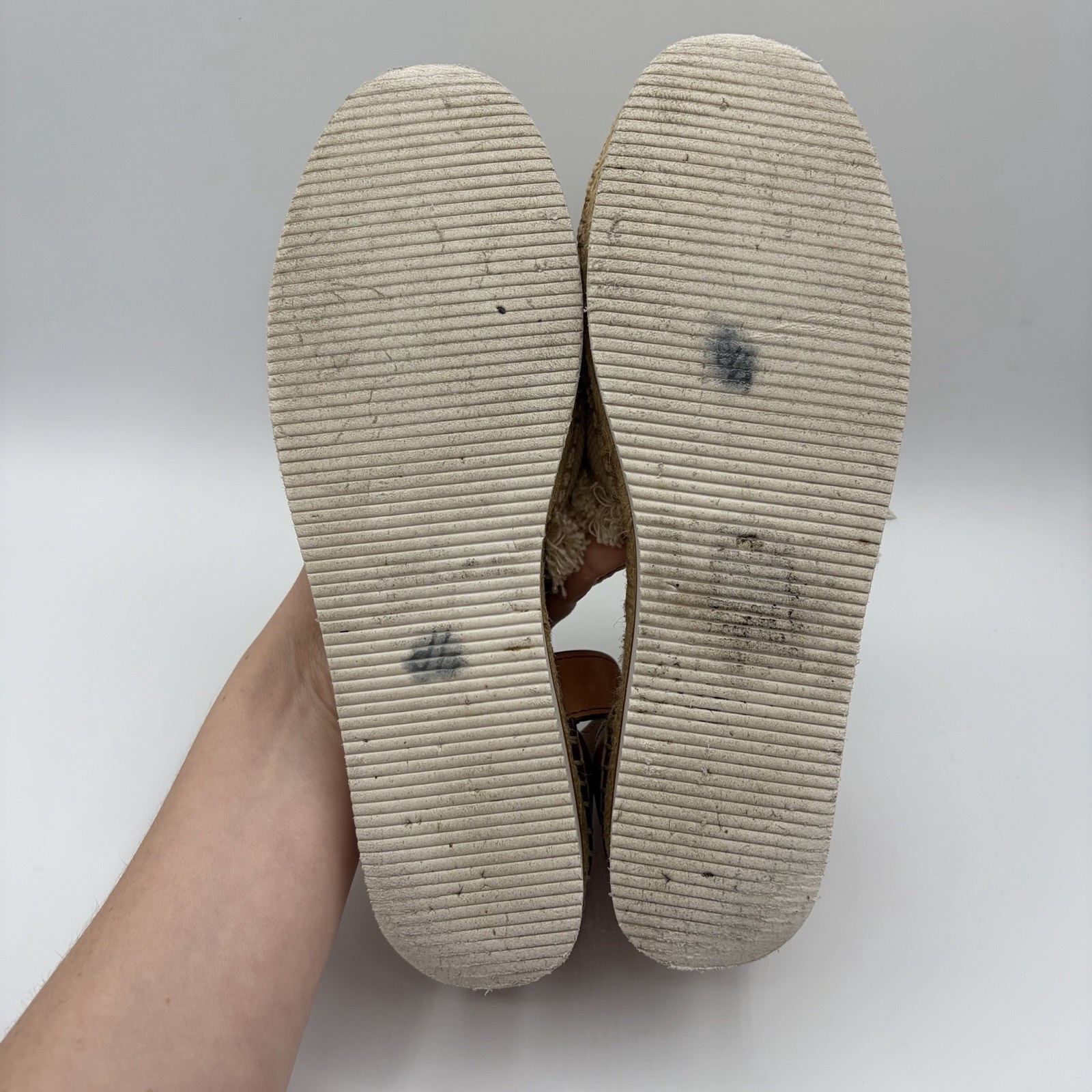 See by Chloe Glyn Espadrille Shoe Natural Tan Fringe Leather Calfskin 7.5 EU 38