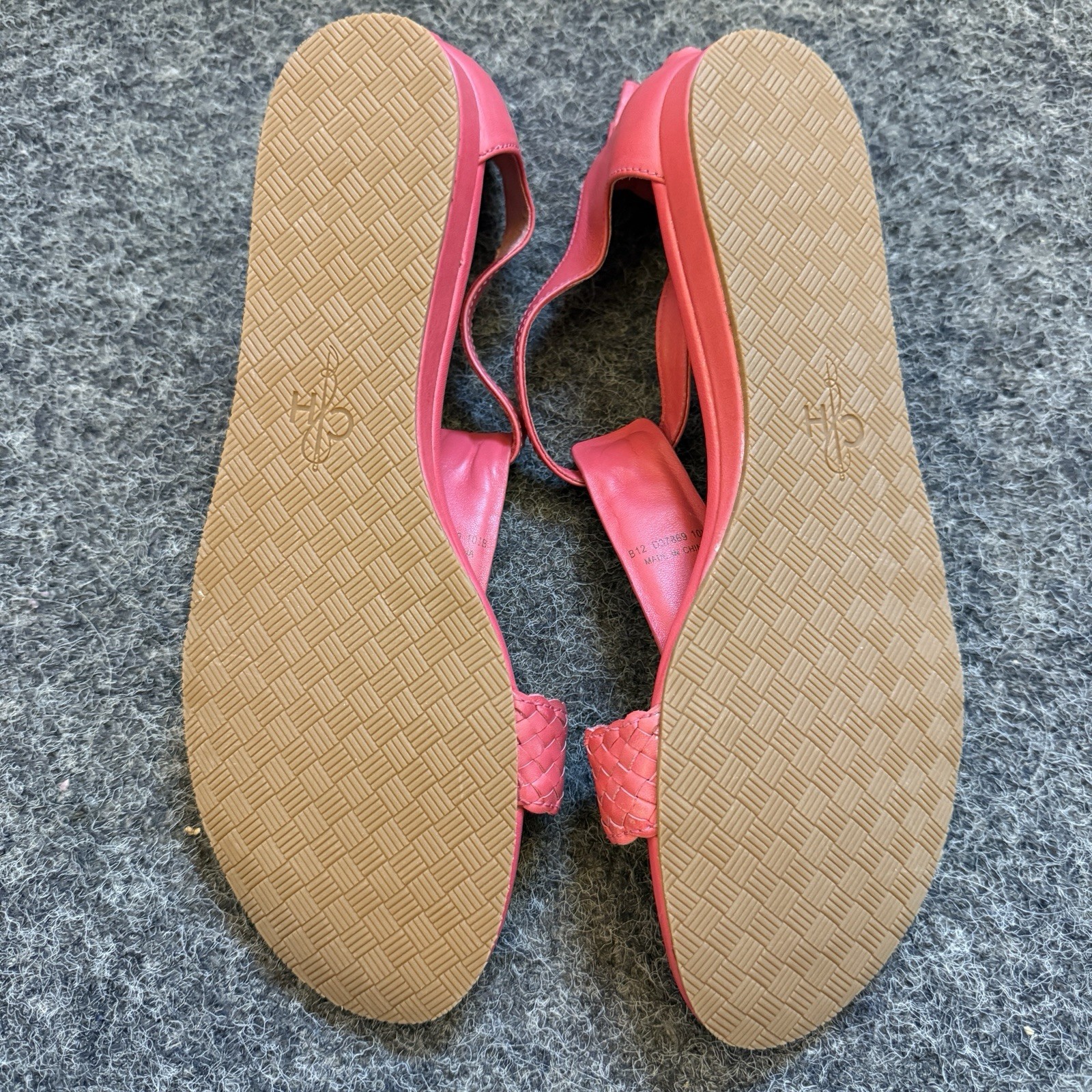 Cole Haan Sandals Flats Braided T-Strap Covered Heel Pink Sz 10.5