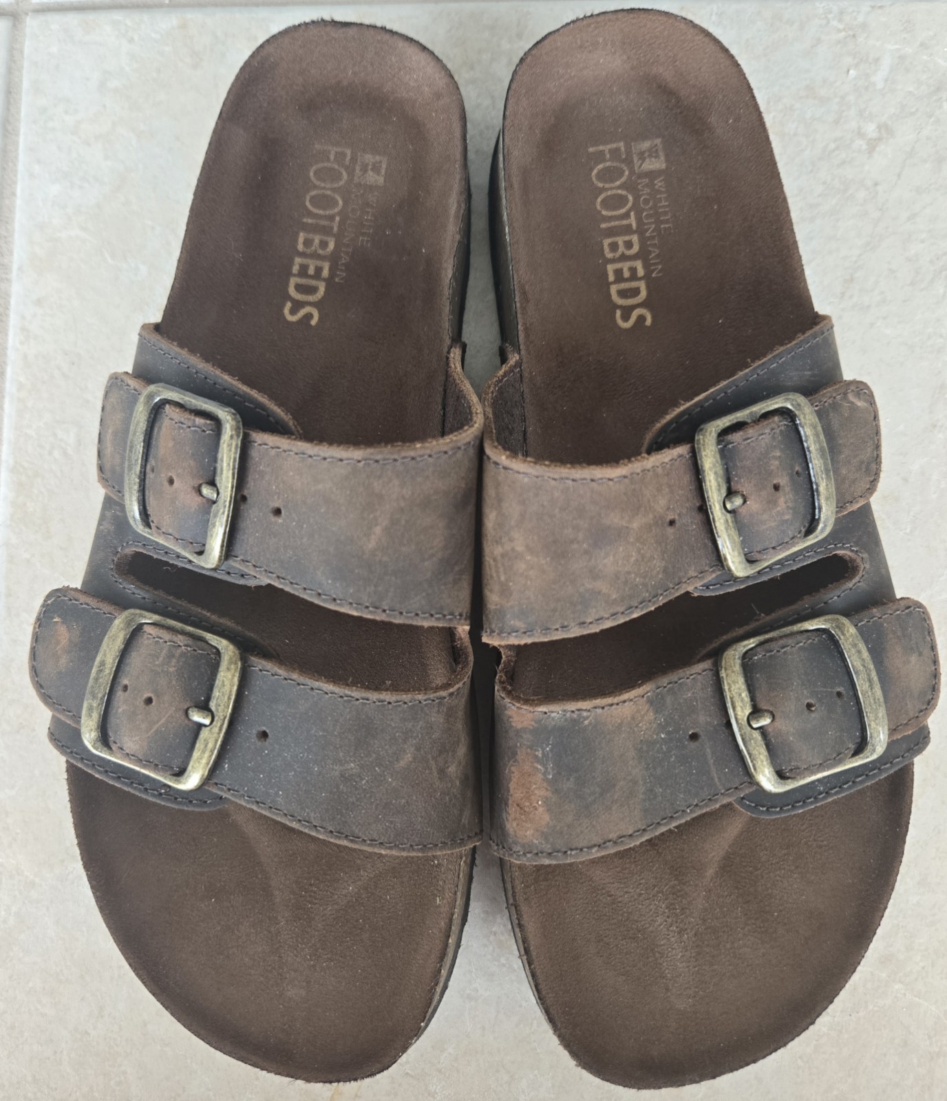 White Mountain Footbeds Women’s Size 8 Brown Leather Sandals