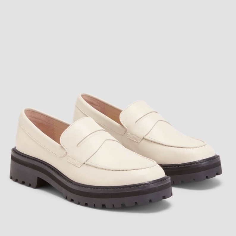 EVERLANE The Lug Sole Loafer 9.5 Chunky Parchment Cream Ivory Leather Platform