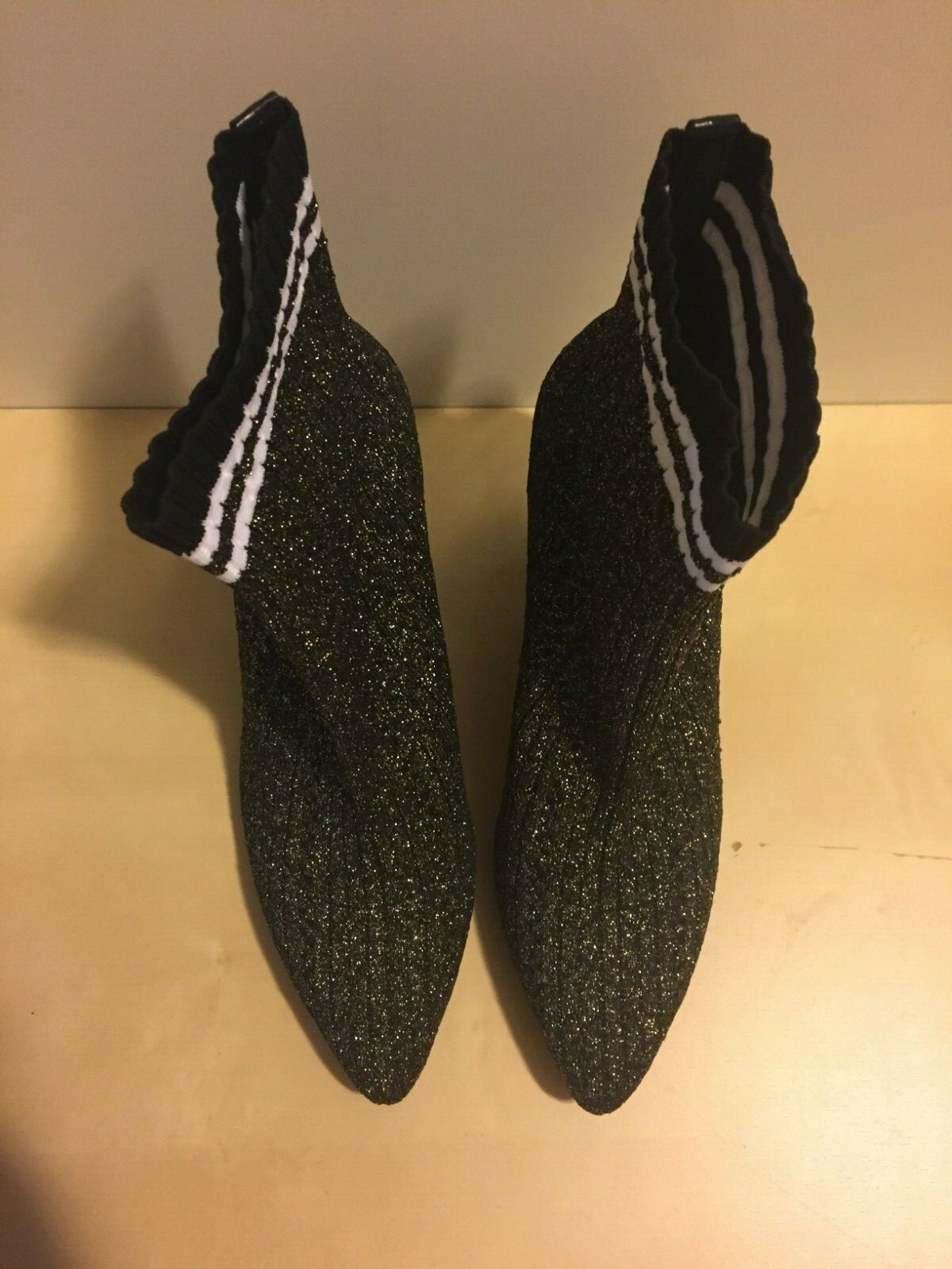 NEW $575 Stuart Weitzman Women’s Waverly Sock Bootie Black Gold US 7.5 M