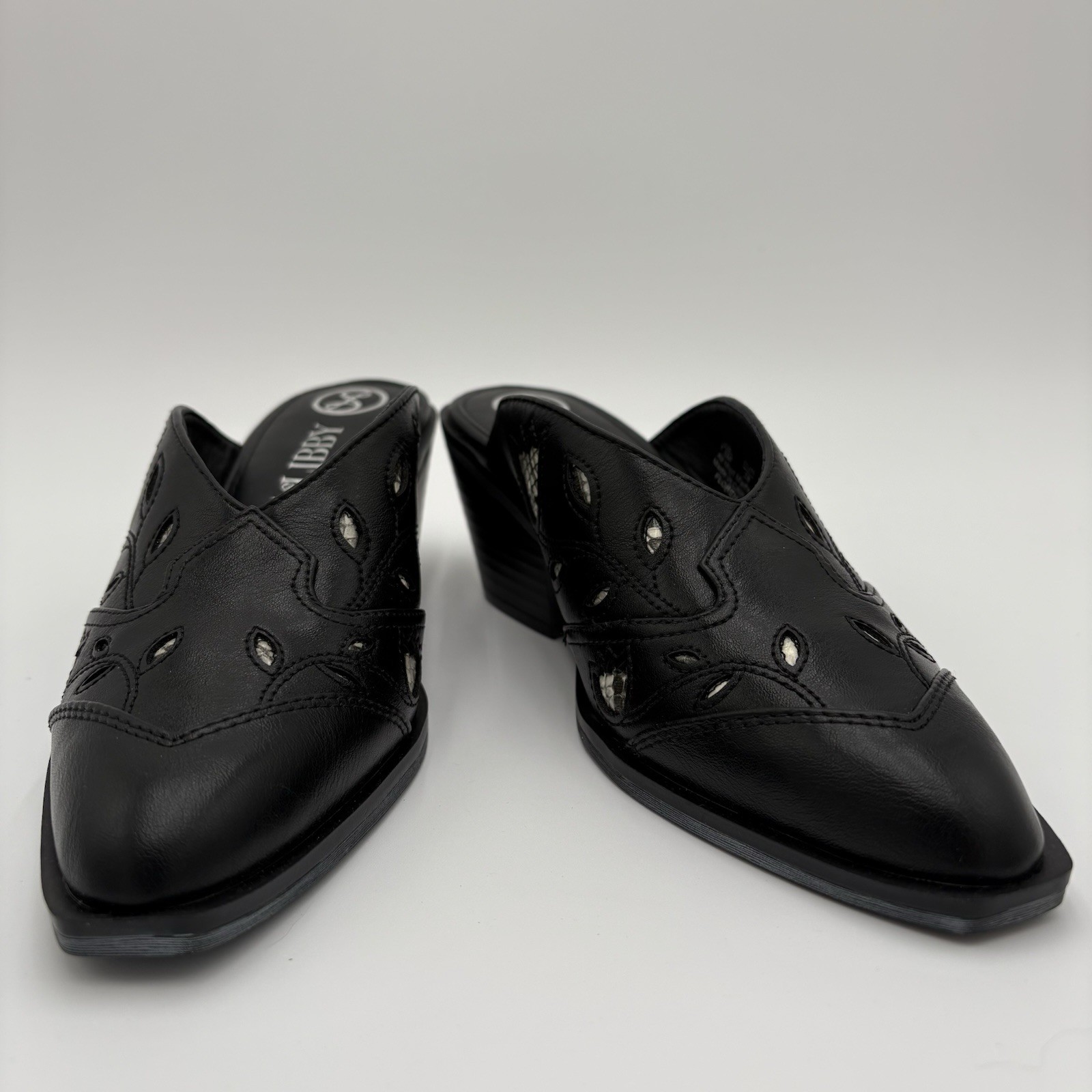 Sam & Libby Floren Black Western Mule Heels Women’s Size 7.5M Slip-On