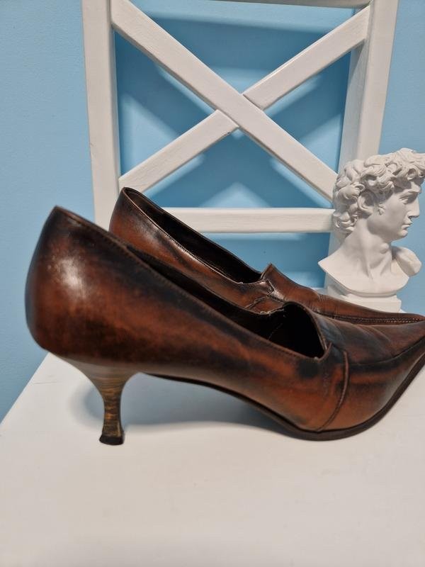 Women Navyboot Heels Brown Leather 37 #B9OI