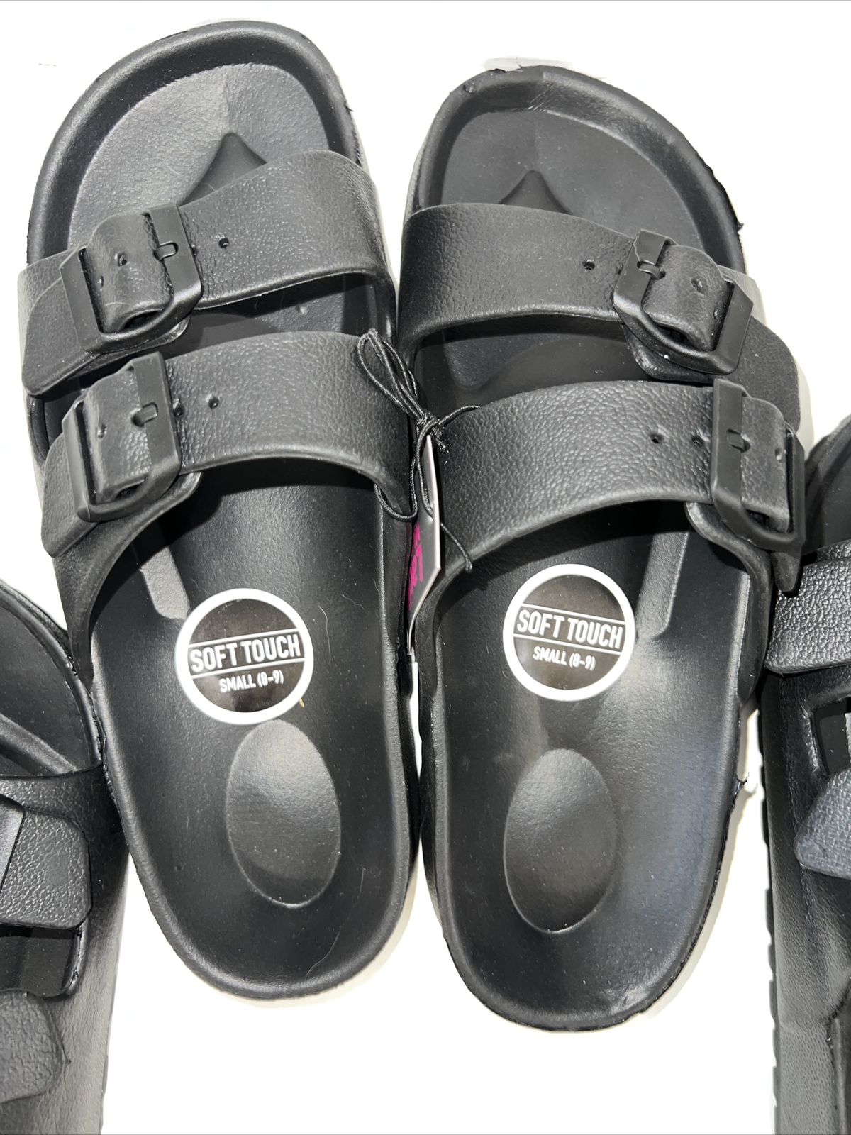 Bobbie Brooks Black Ladies Slip On Sandal Double Strap Choose Size 6-7 8-9 10-11