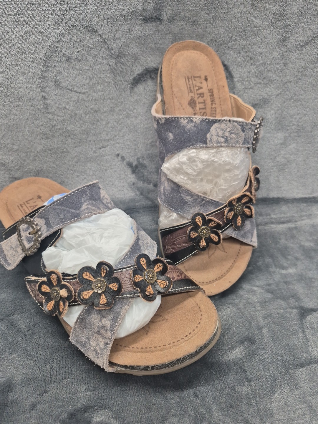 L’artiste Caelana By Spring Step slide Sandals 39 (USA 8.5) In Gray Tone