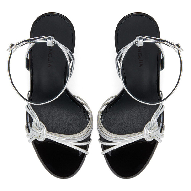 Women High Heel Snakeskin Pattern Serpentine Sandals Dress Shoes Slingback Party
