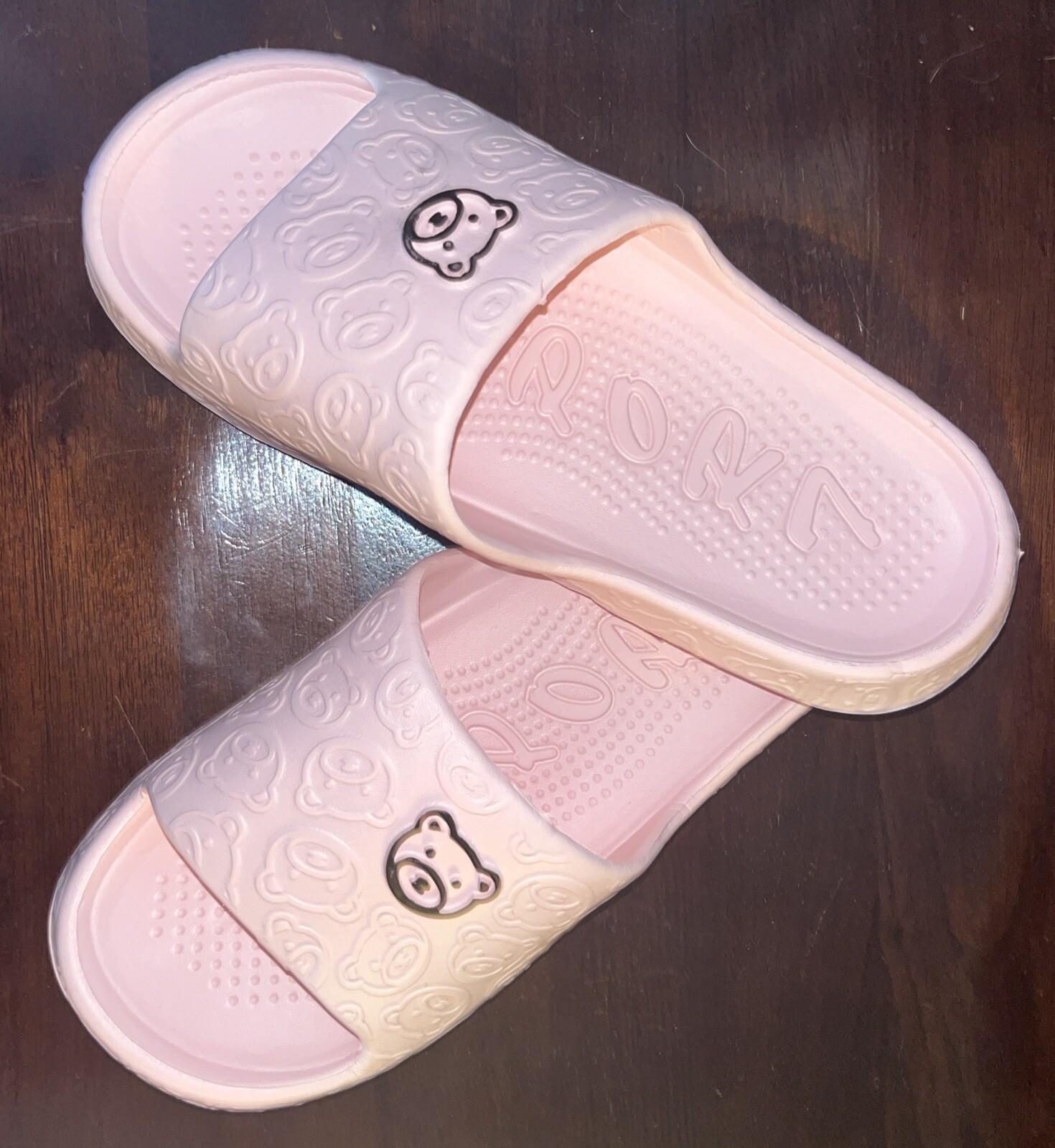 NEW CUTE BEAR PILLOW SLIDES PINK SZ 9-10 GARDEN BATHROOM SHOES NIB USA