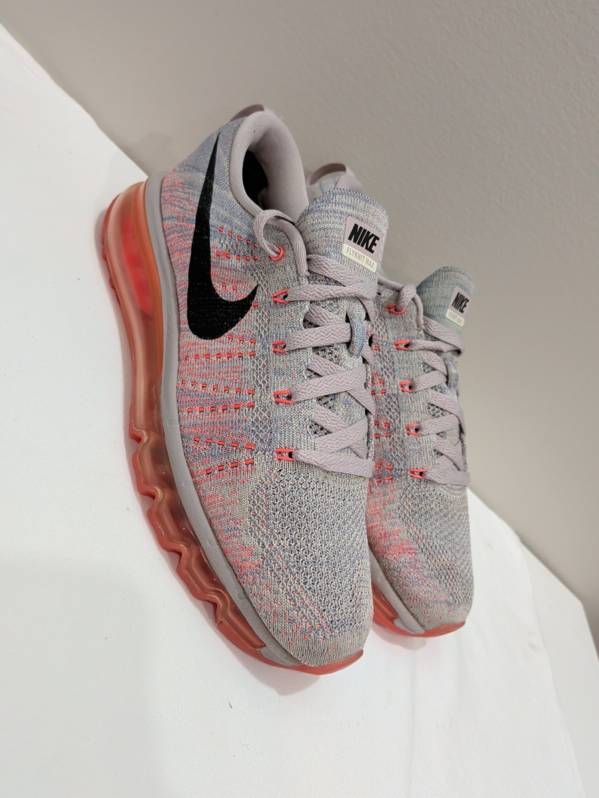 Nike Flyknit Air Max Violet Ash Hyper Orange 620659-508 Woman Size 9