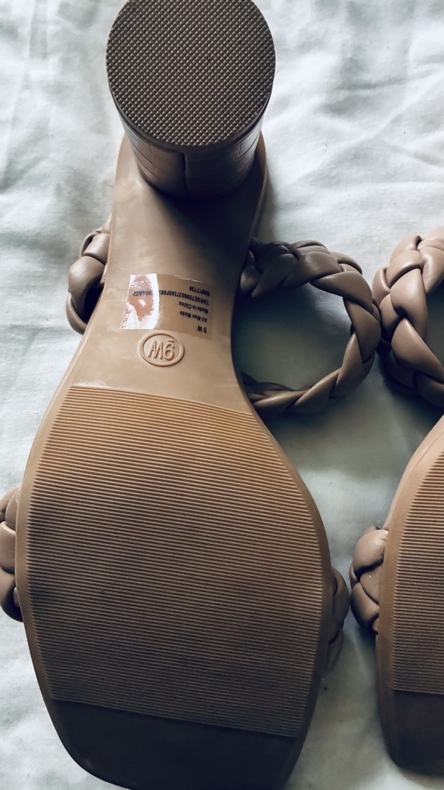 A New Day Women’s Beige Braided Strap Square Toe Slip-On Mule Sandals 9W