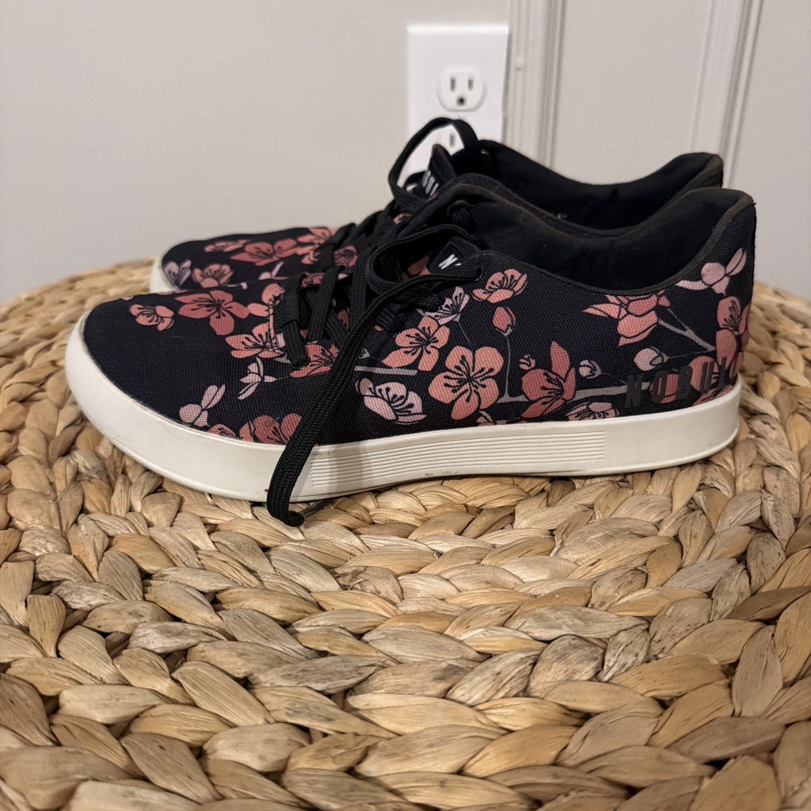 NoBull Black Cherry Blossom Canvas Trainer Sneakers M 7.5 W9