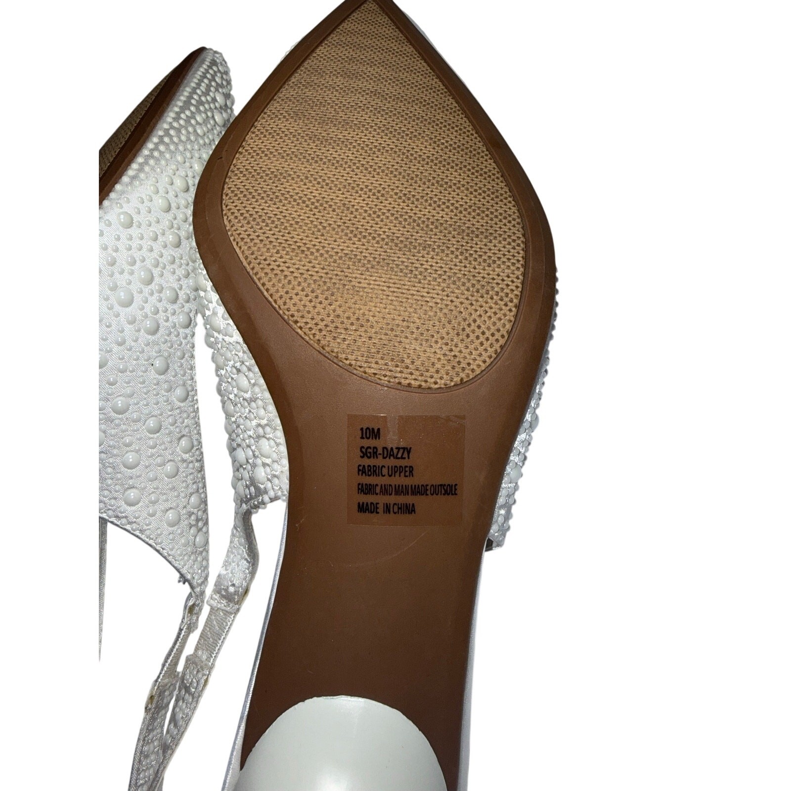 Sugar White Pearl Embellished Slingback Heel Women’s 10 NWOT