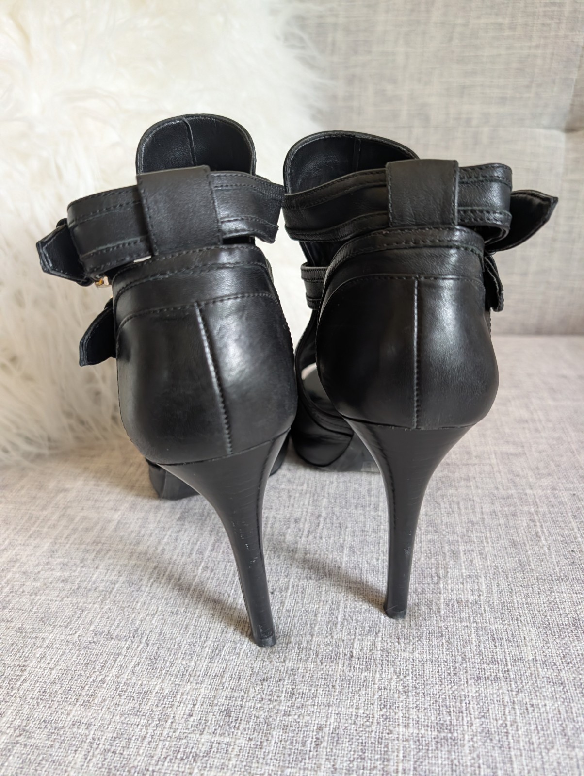 Michael Kors Blaze Black Leather Open Toe Ankle Bootie 8.5
