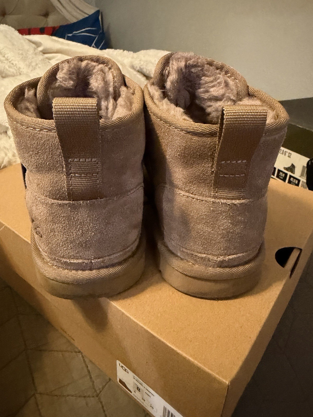 UGG Classic Mini Light purple Suede Shearling Lined Slip-On Ankle Bootie 8w