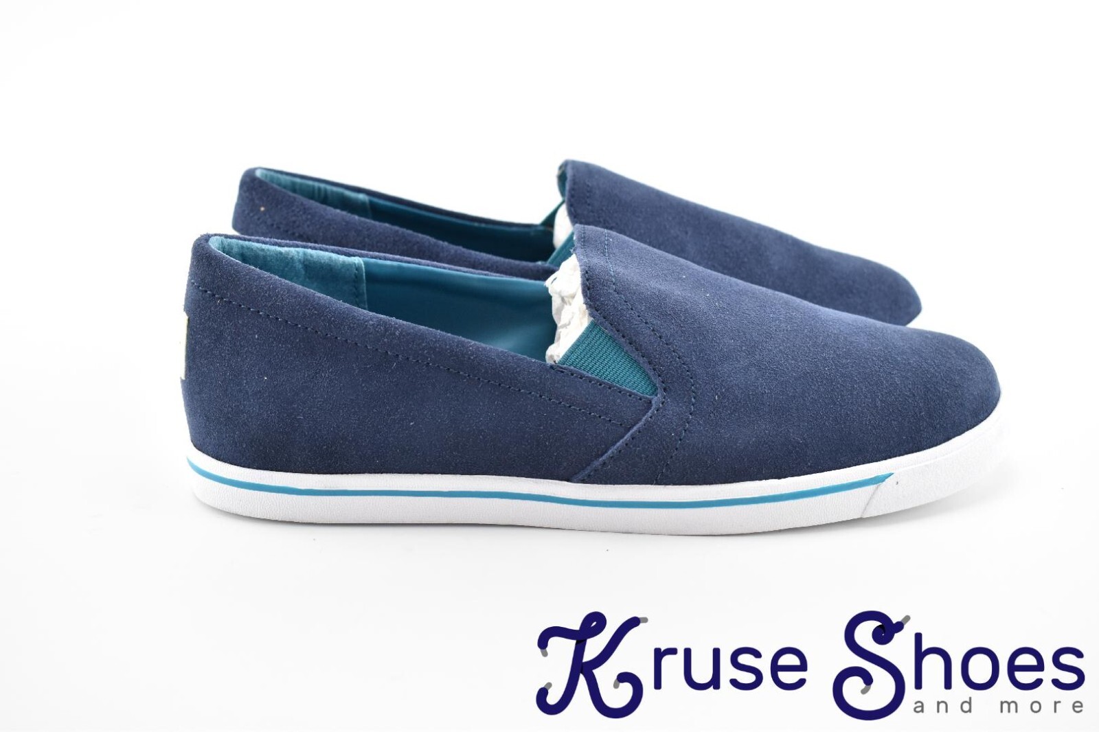 Lands’ End Women’s Canvas Leather Slip-On Sneakers «Deep Sea» Size 7B
