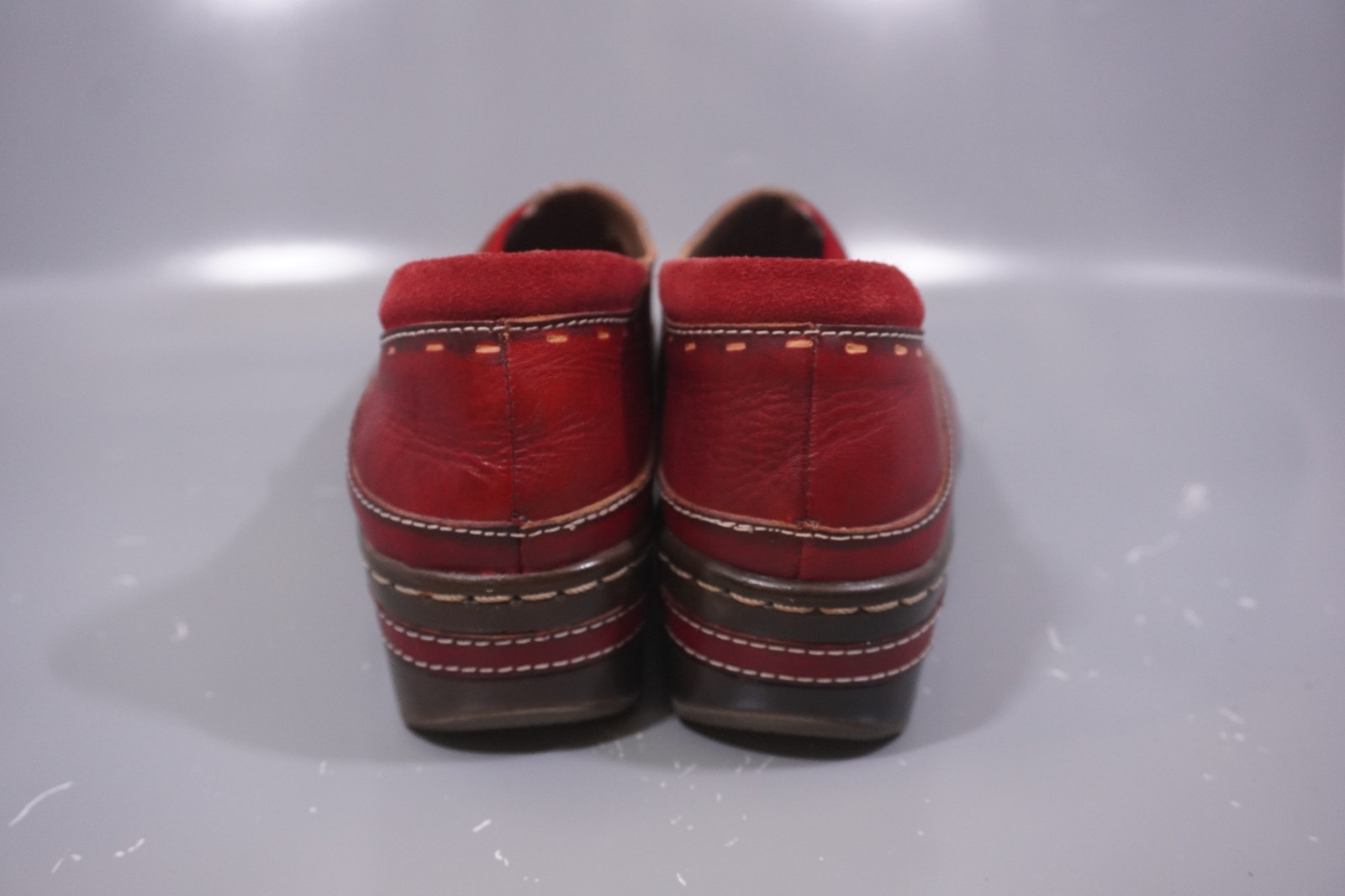 Spring Step Clogs Shoes Womens Sz EU 40 US 9 Burbank Leather Flower Leaf Red