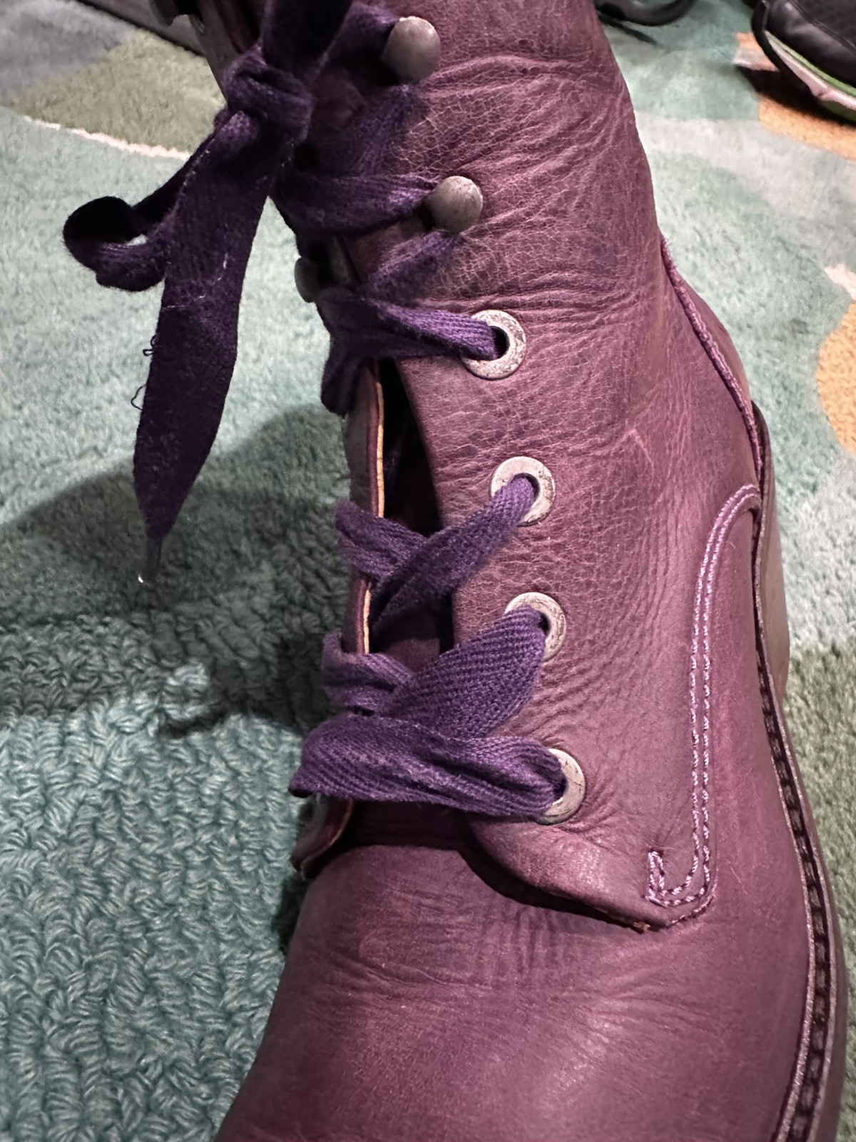 Fluevog EXCELLENT Adriana Nuni purple leather lace-up heeled boot – 11
