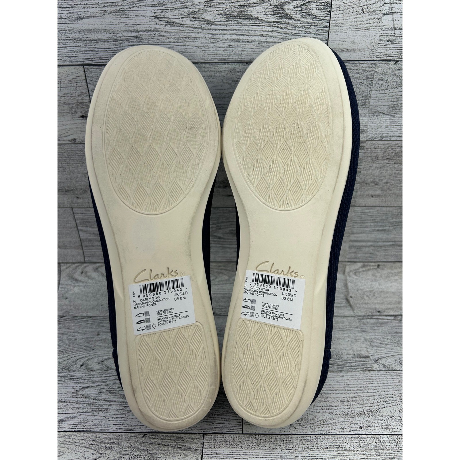 Clarks Cloudsteppers Carly Star Navy Blue Knit Slip On Loafer Flats Women US 6