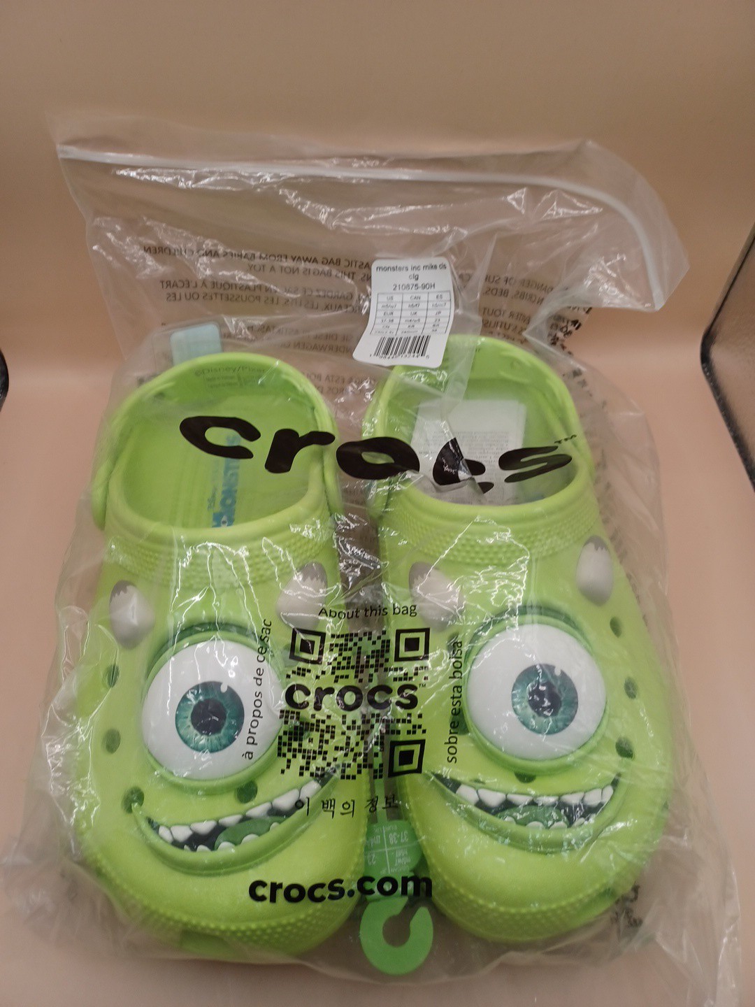 Crocs Monster Inc Mike Wazowski Classic Clog-Green Size Men 5 Women 7 US