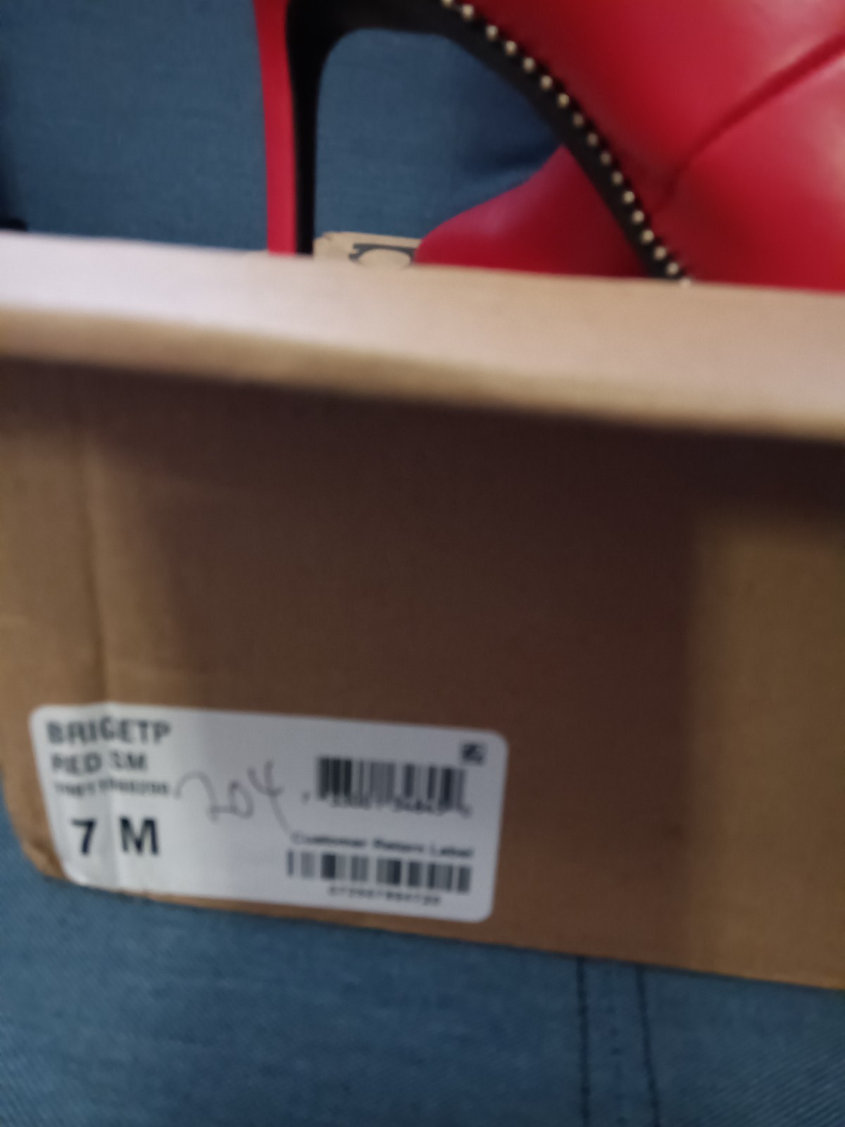 Macy’s Bar III Red Studded Zipper Pointed Toe Ankle Bootie Faux Leather 7M