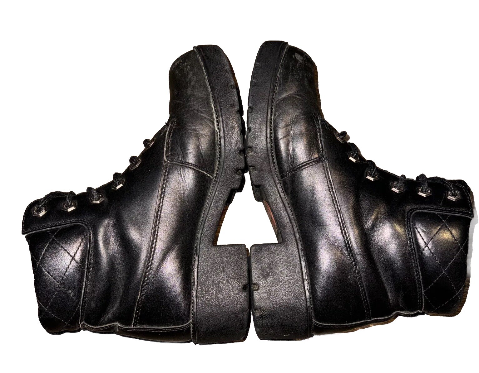 Vtg Harley-Davidson Moto Boots Leather Chunky Sole Logo Biker Lace Up Women 6.5