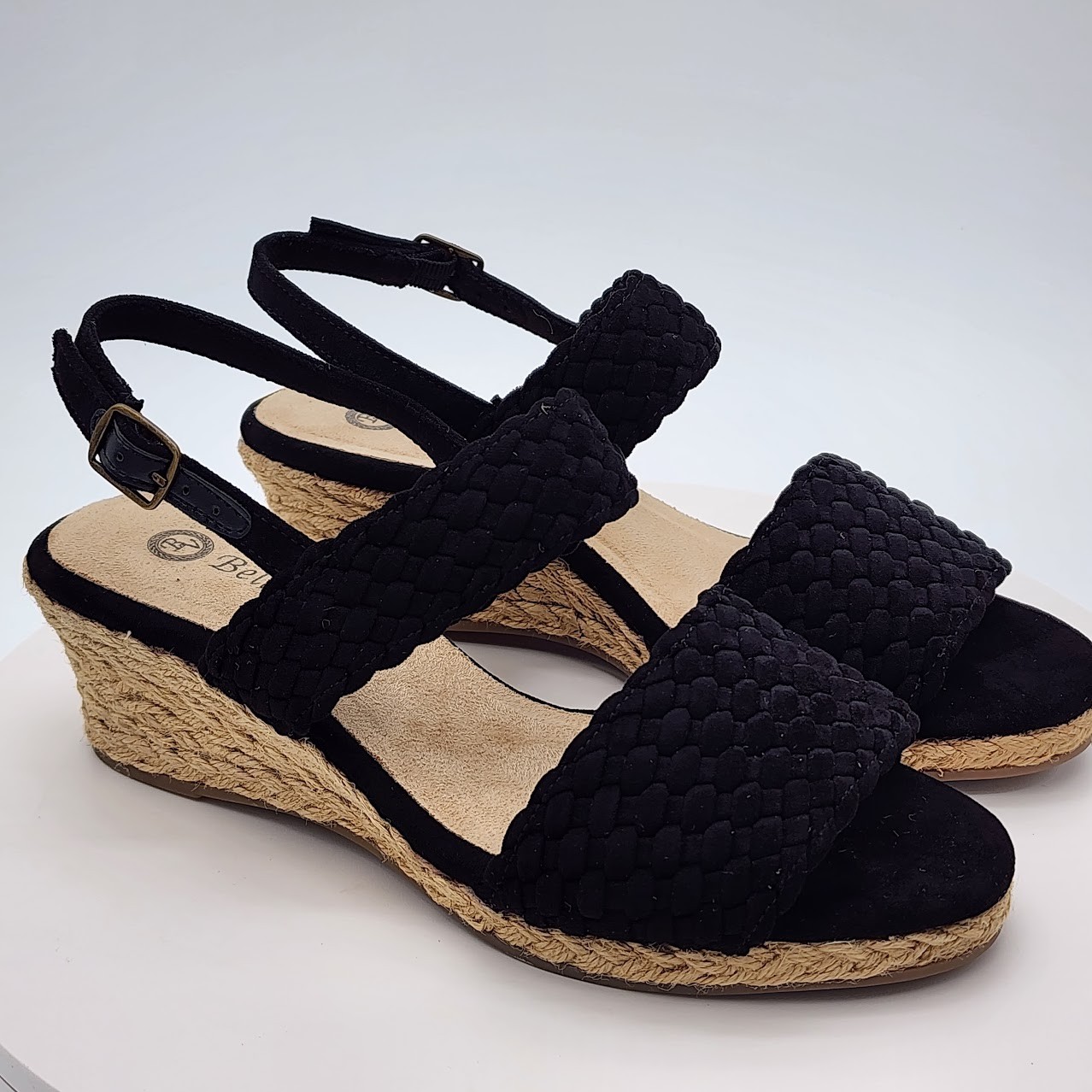 Bella Vita Mariella Espadrille Wedge Women’s Sandals 6.5W Black Suede