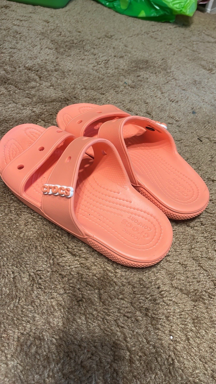 Crocs Classic Double Band Sandals Mens Sz 4 Womens Sz 6 Peach Slide Sandal
