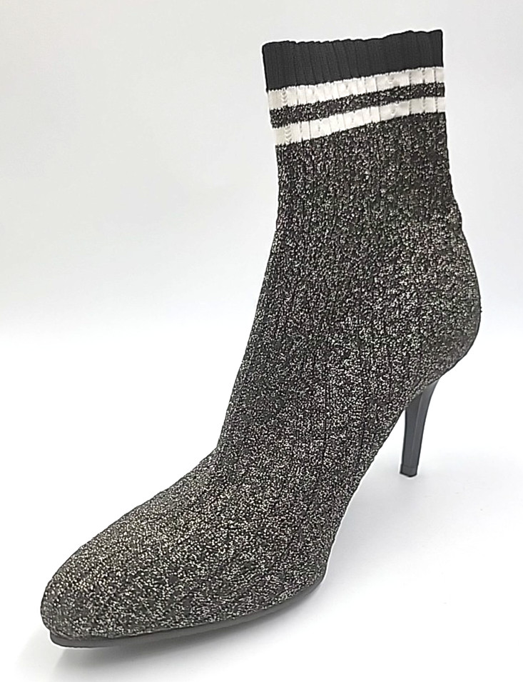 New Stuart Weitzman Waverly Sock Boots Ankle Black Gold Stretch Women’s 10M