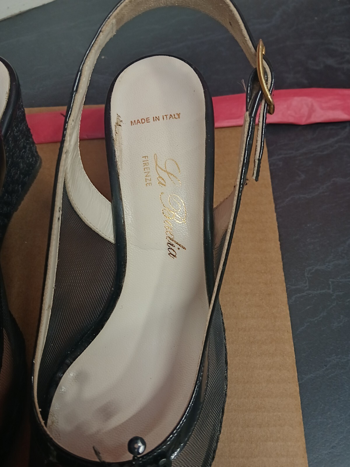 Made in ITALY La Badia Firenze Womens Shoes 39 Wedge Heels Metallic Sequence
