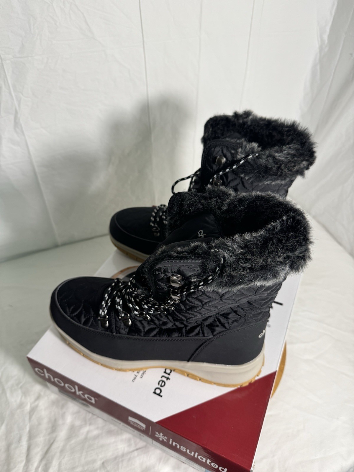 Chooka Belltown Mid Faux Fur Insulated Winter Boots Women’s Size 10 Black New