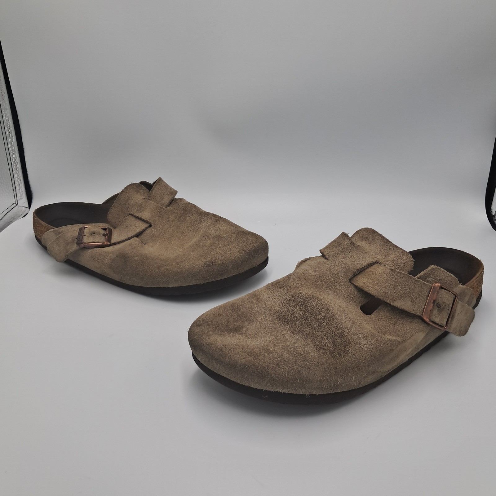 Size 41EU – Birkenstock Boston Soft Footbed Suede Leather Taupe – RETAIL $170