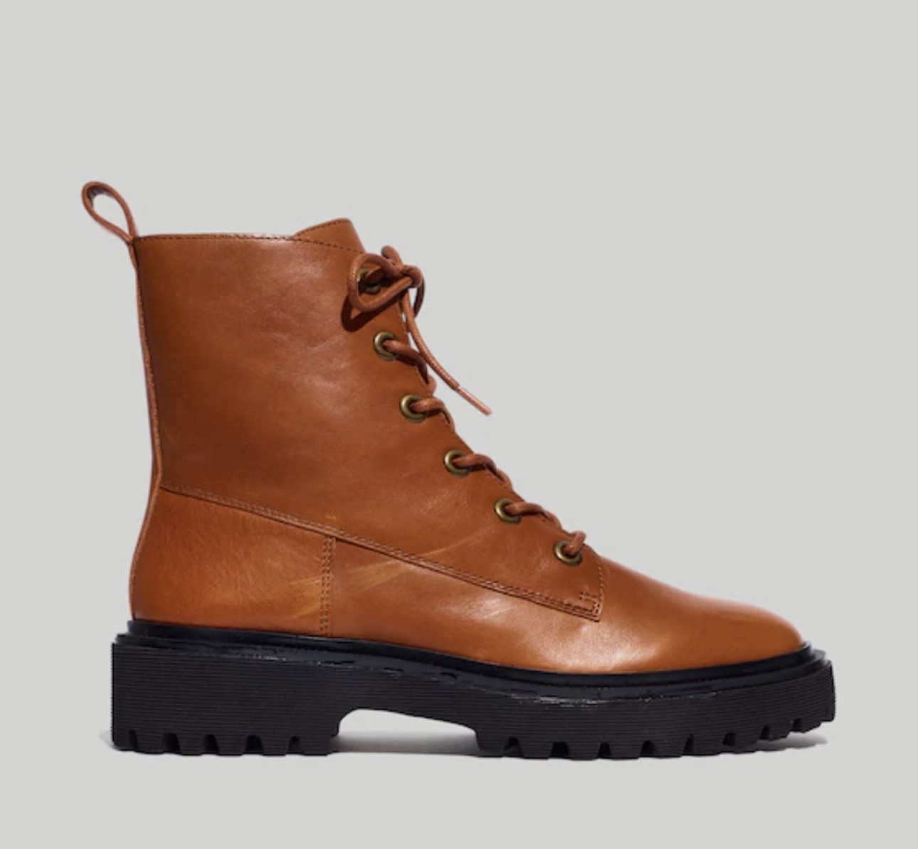 Madewell The Rayna Lace-Up Boot in English Saddle Brown Leather Size 10 NWOB