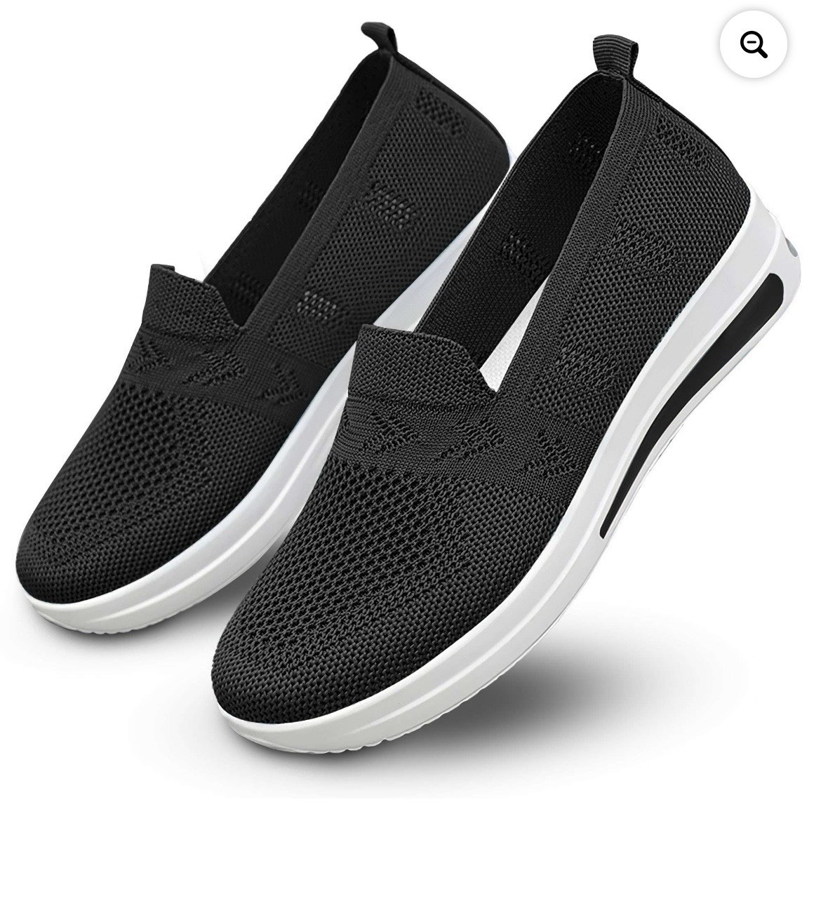 Black Knit Slip-On Women’s Lightweight Comfort Flats Synthetic Round Toe