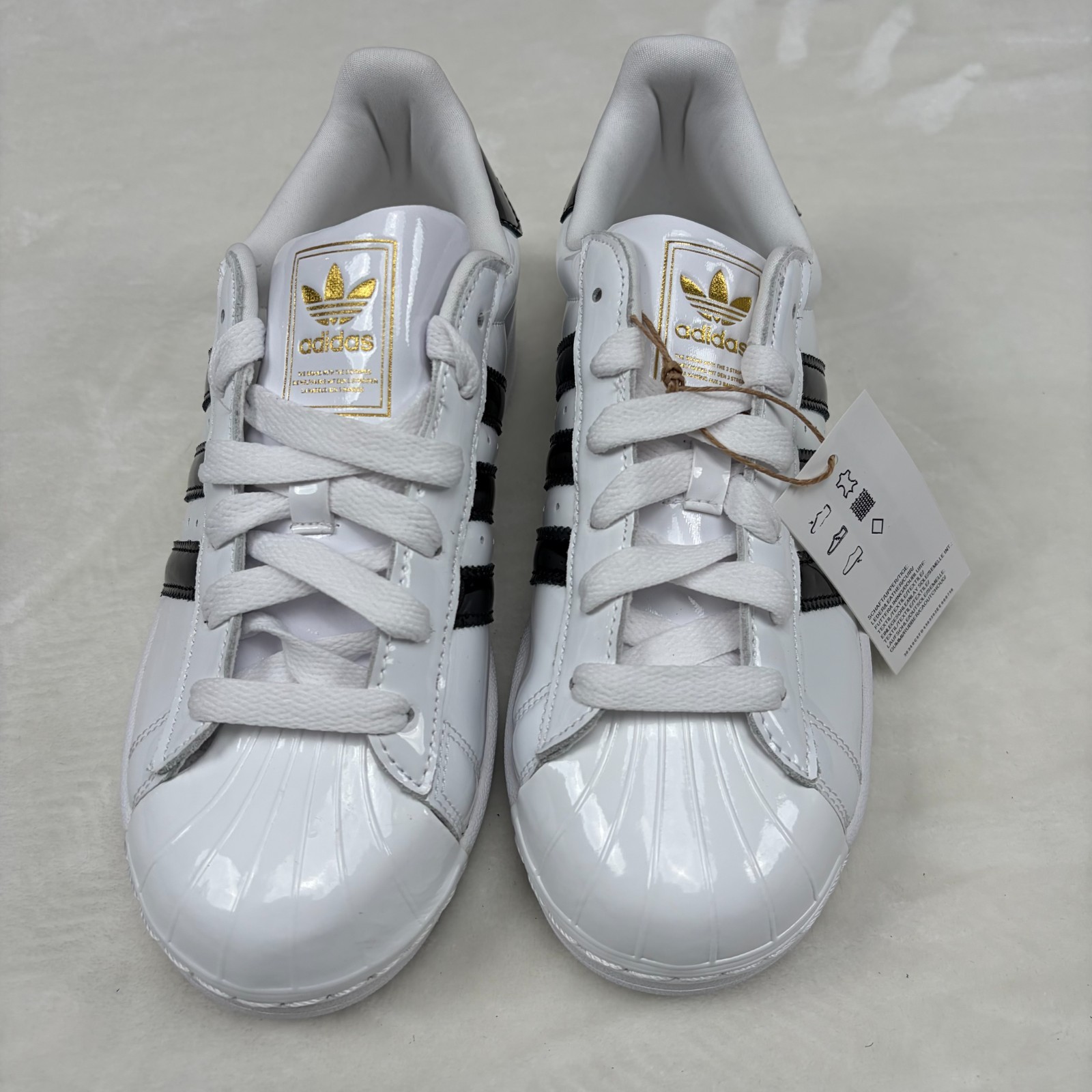 Adidas Superstar 2 Women Shoes Patent Shiny Glossy Finish White Black JS4010