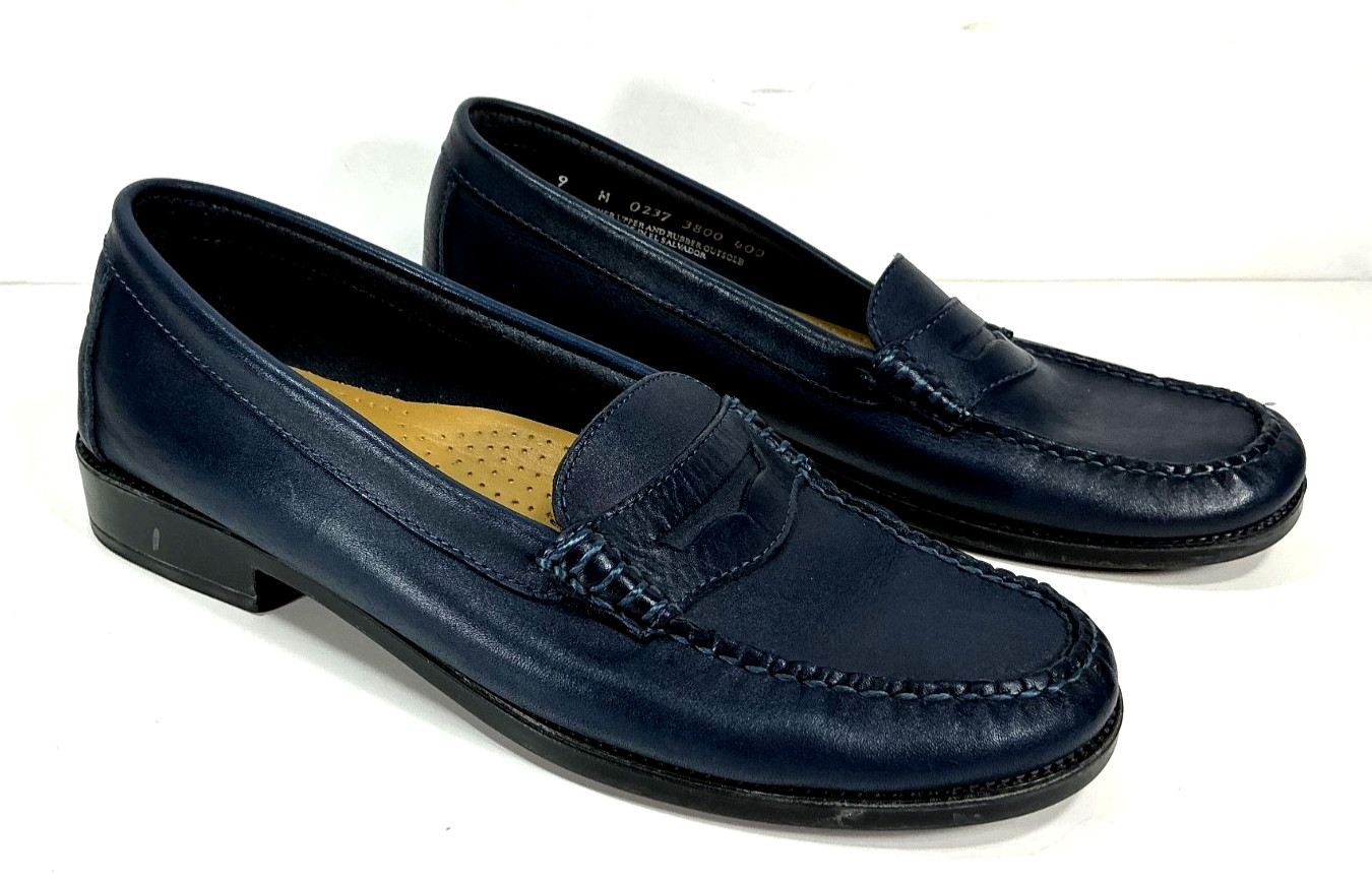 GH Bass Weejuns Kathleen Leather Penny Loafers Women 9 M Blue Slip On Comfort