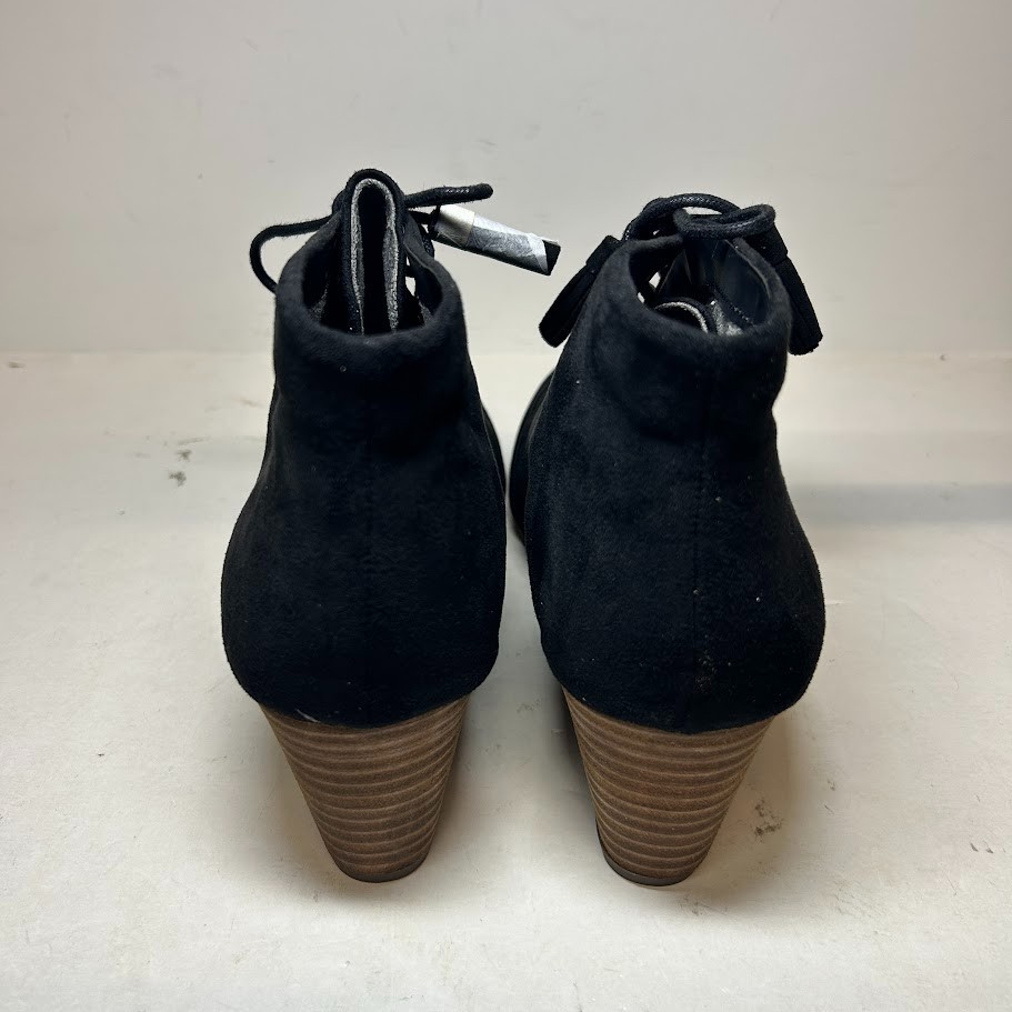 Dr Scholls Womens 8.5 M Black Dakota Lace Up Wedge Ankle Booties NIB GZ5