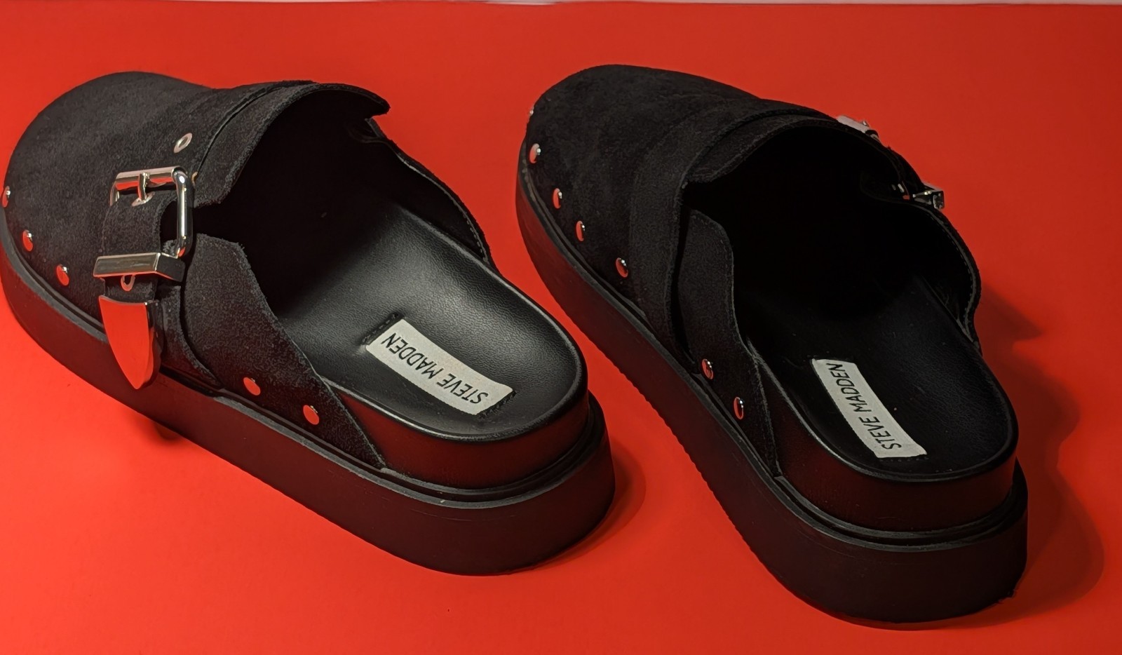 Steve Madden Cherrie Platinum Suede Clog With Silver Tone Studs