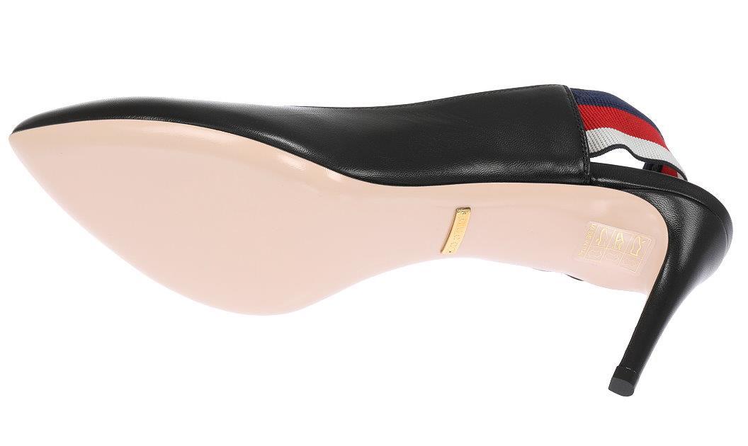 NEW GUCCI WEB SLINGBACK BLACK LEATHER 3.25″ HEELS PUMP SHOES 36/US 6