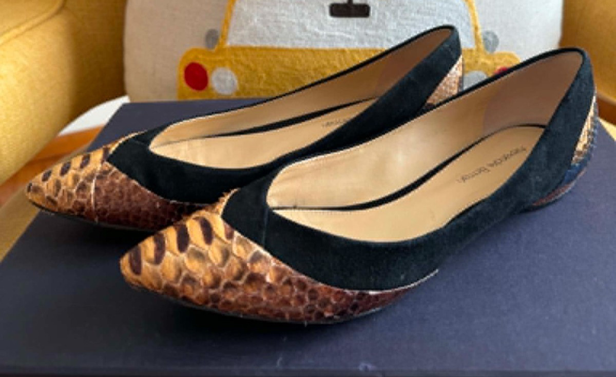 ALEXANDRE BIRMAN Python Snake Skin Suede Leather Ballerina Flats Size 37