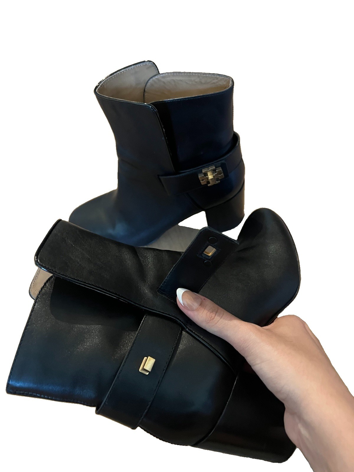 Tory Burch Kira Black Leather Ankle Boots